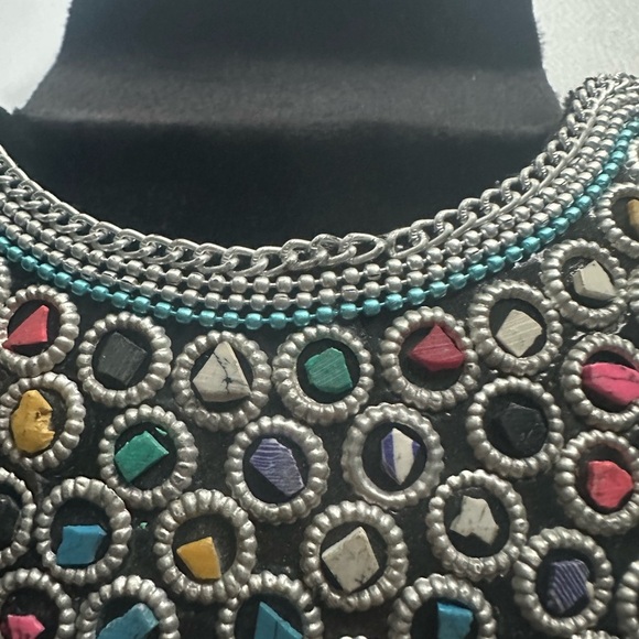 Ramla Handmade Mosaic Tile Convertible Clutch/Crossbody Bag Silver Rainbow NWOT - Picture 10 of 12